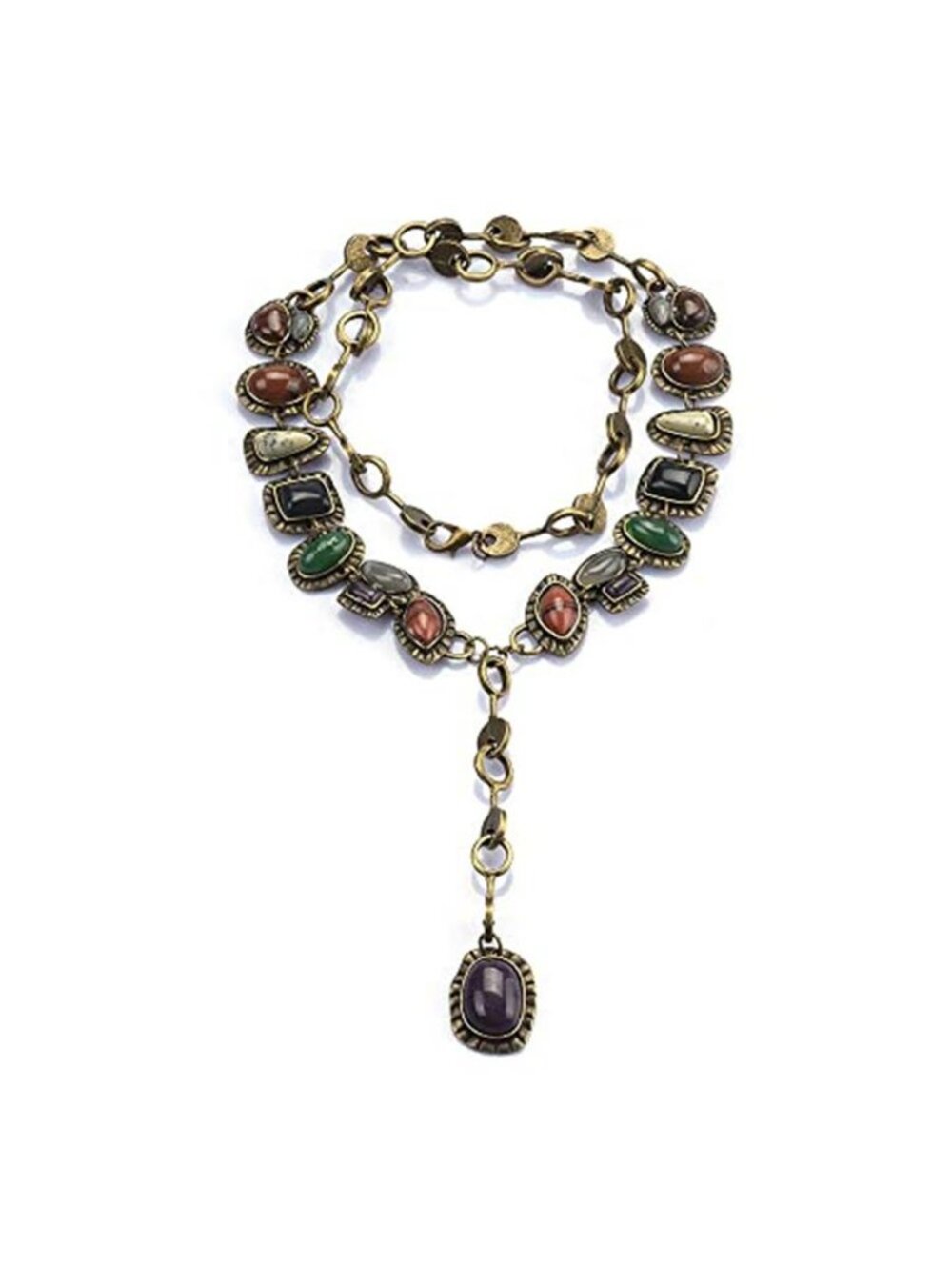 Vintage Ethnic Heavy Choker Necklace for Women with Multi Color Stones